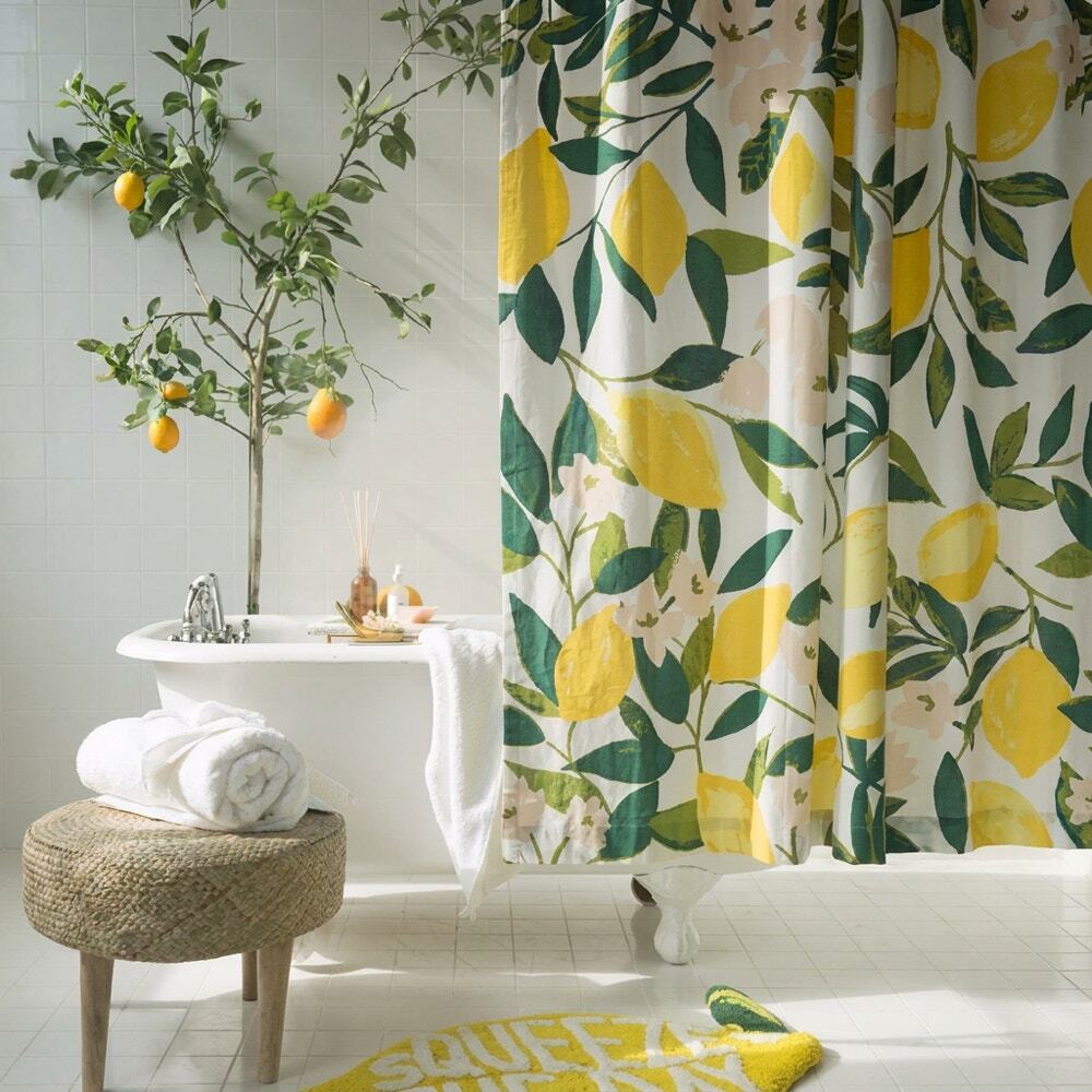 Urban Outfitters Allover Fruits Lemon Shower Curtain - Picture 2 of 9